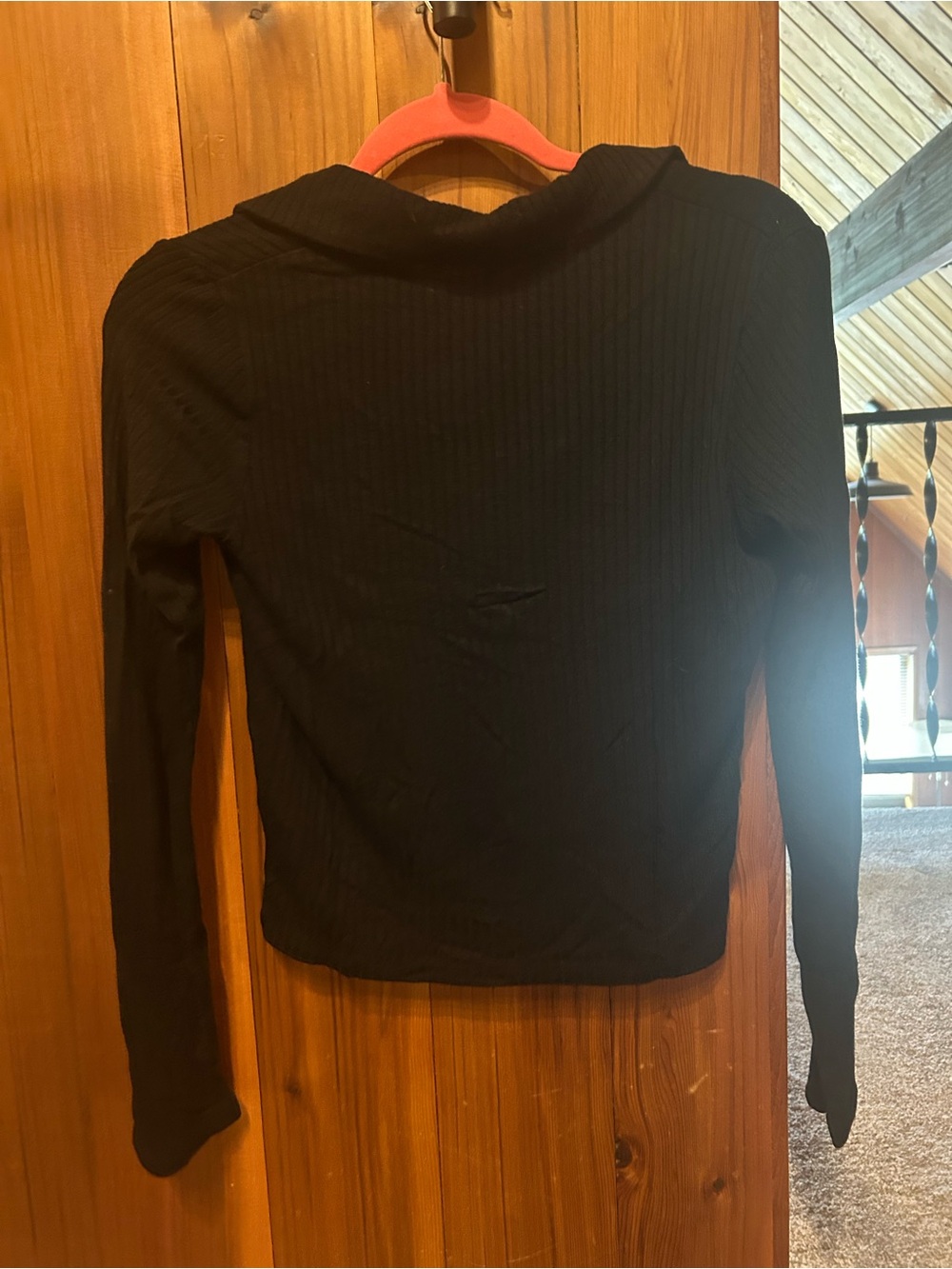 Reformation Black Ribbed Button-Front Collared Top - Picture 5 of 5